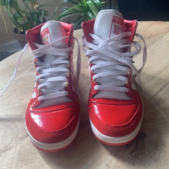 ADIDAS Top Ten RB Better Scarlet sneakers w/velour and patent leather - Size 9 - Picture 3 of 13